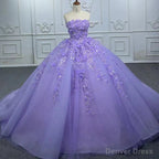 Quinceanera Dress Elegant Party Princess Dress Pearls Strapless Evening Gown Appliques Ball Gown