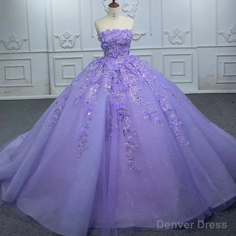 Quinceanera Dress Elegant Party Princess Dress Pearls Strapless Evening Gown Appliques Ball Gown