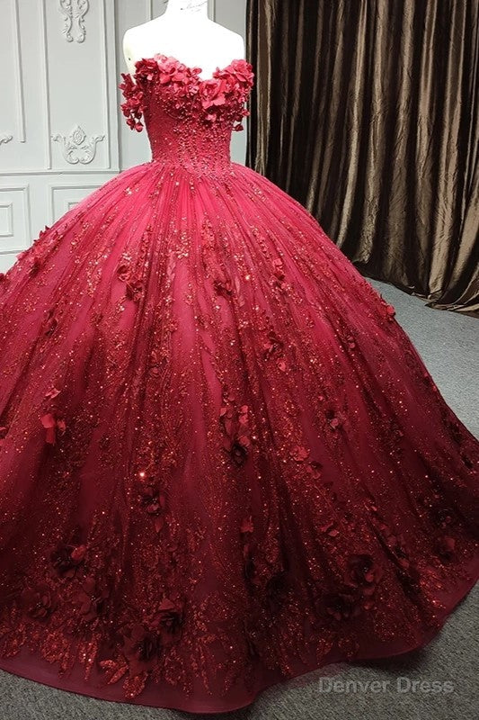 Quinceanera Dress Exquisite Red Pearls Sleeveless Quinceanera Dress 3D Appliques Prom Dresses Main image