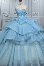 Quinceanera Dress Romantic Princess Sleeveless Quinceanera Dresses Ruffle Strapless Sequins Ball Gown