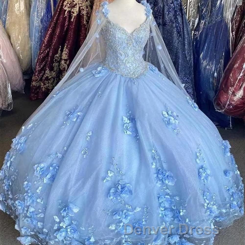 3D Flowers Tulle Sweetheart Ball Gown Quinceanera Dresses Purple With Cape Main image