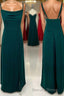 Dark Green Cowl Neck Straps Chiffon Long Bridesmaid Dresses