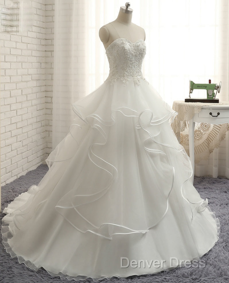 Real Photo Ivory A-Line Wedding Dresses
