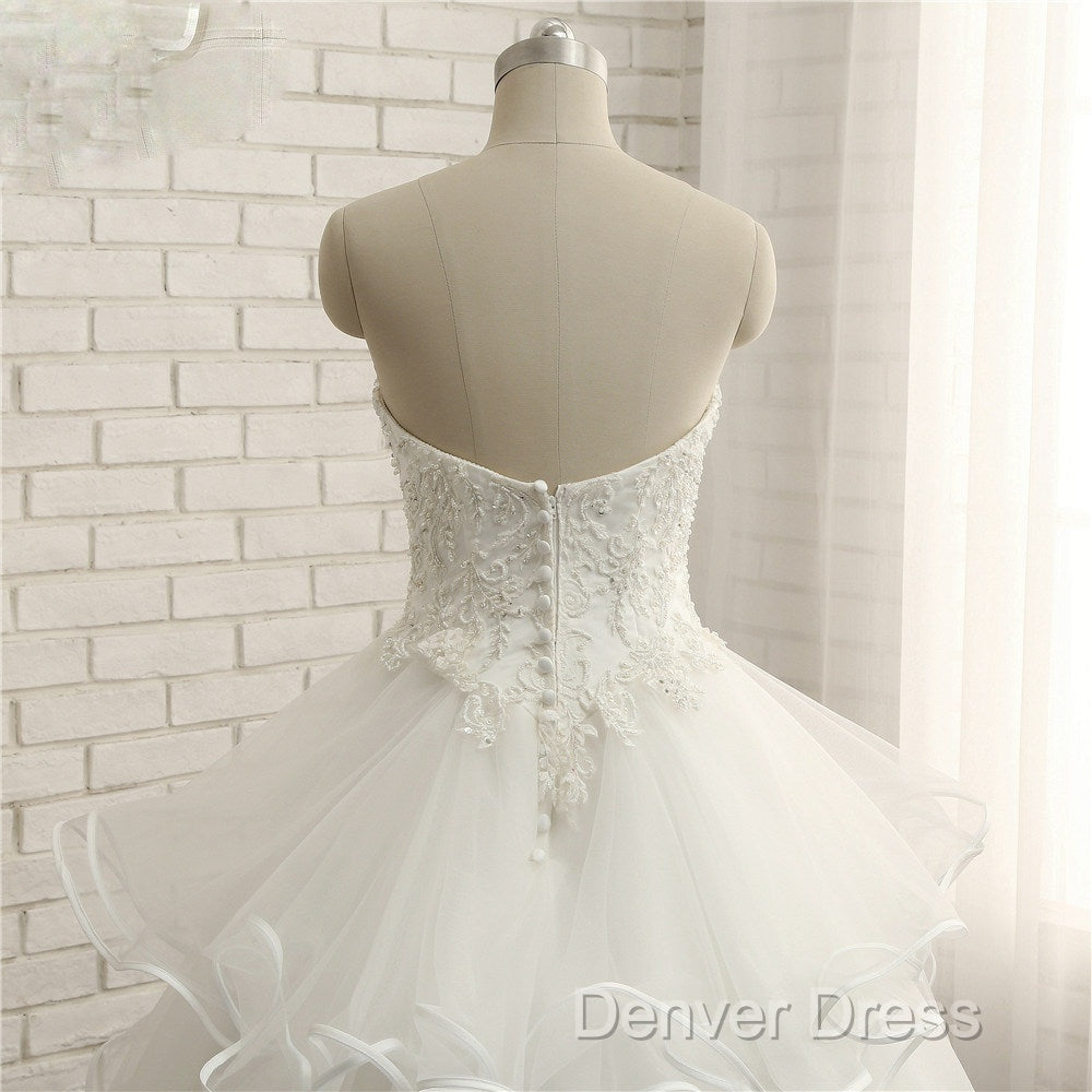 Real Photo Ivory A-Line Wedding Dresses