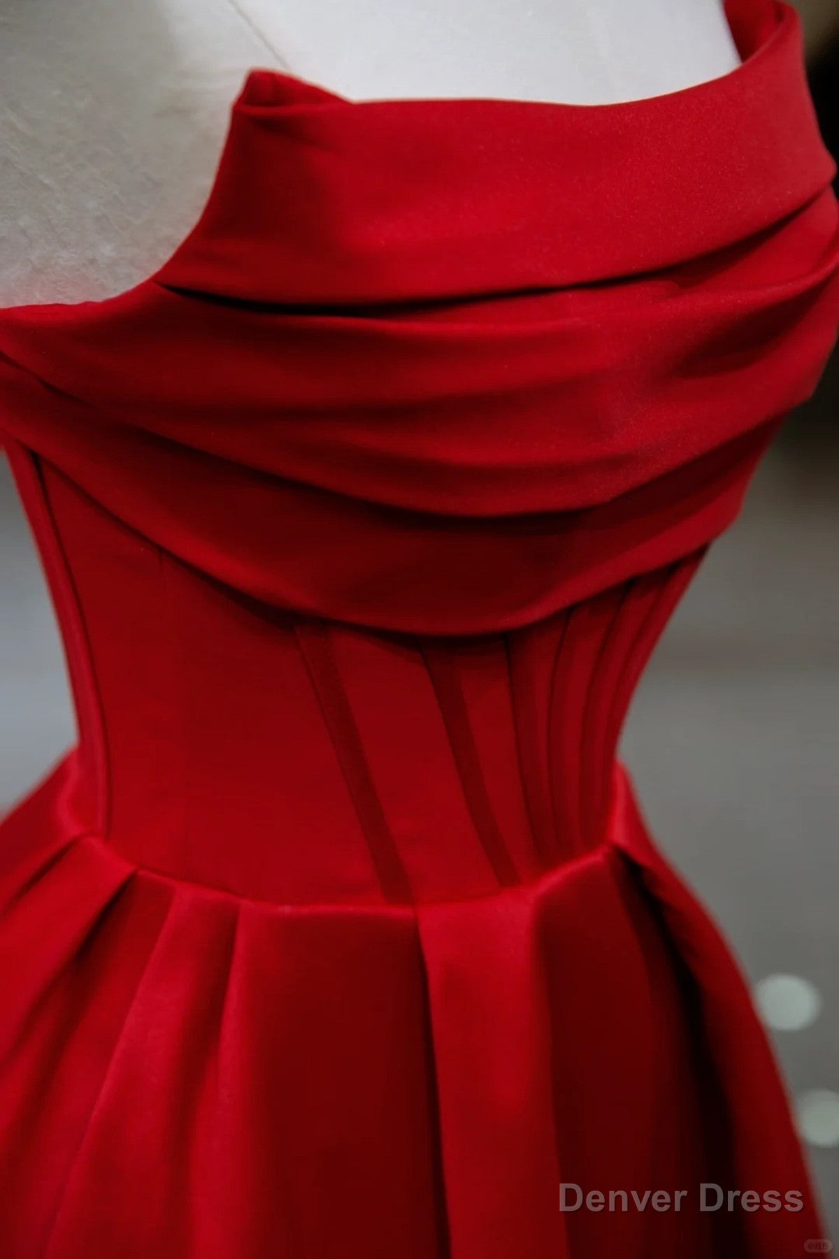 Red A Line Satin Scoop Long Prom Dress Prom Dress, Red Satin Prom Dresses Secondary image