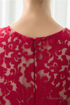 Red A Line Sleeveless Short Lace Homecoming Dresses
