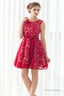 Red A Line Sleeveless Short Lace Homecoming Dresses