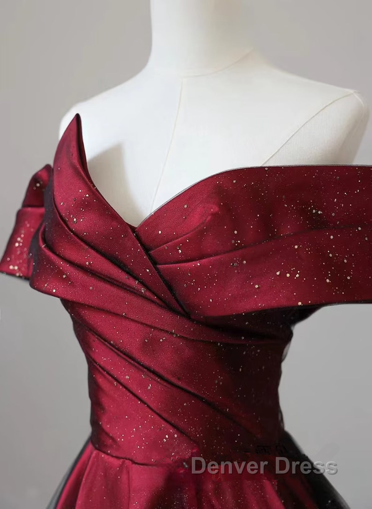 Red And Black Satin Party Dresses Prom Dresses, A-Line Satin Evening Dresses