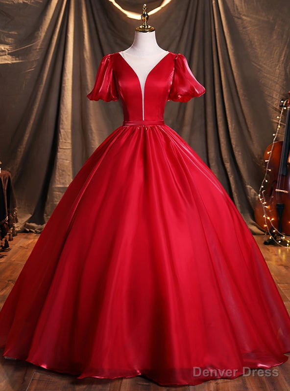 Red Ball Gowns Puff Sleeve Quinceanera Dresses Main image