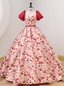 Red Ball Gowns Puff Sleeve Square Quinceanera Dresses