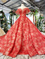 Red Ball Gowns Tulle Appliques Cap Sleeve Backless Wedding Dresses With Beading