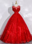 Red Ball Gowns Tulle Beading Backless Quinceanera Dresses