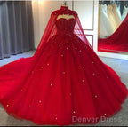 Red Ball Gown Wedding Dresses Crystals Sweet 16 Quinceanera Dress