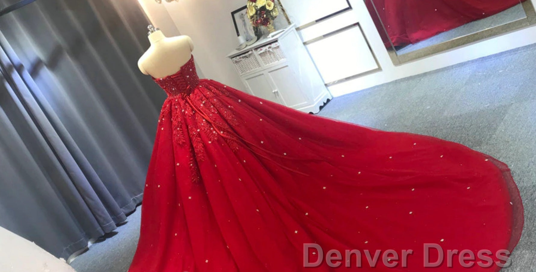 Red Ball Gowns Wedding Dress Crystals Sweet 16 Quinceanera Dresses