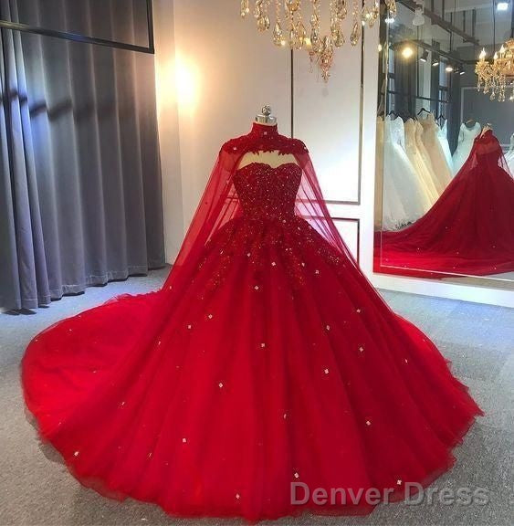 Red Ball Gown Wedding Dresses Crystals Sweet 16 Quinceanera Dress