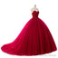 Red Ball Gowns Wedding Dress Princess Puffy Red Lace Bridal Dresses for Women