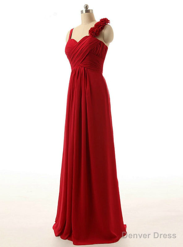 Red Chiffon Floor Length Pleats Bridesmaid Dresses Main image
