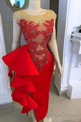 Red Evening Dresses Long Lace Applique Mermaid Modest Beaded Elegant Sexy Prom Dress Evening Dress