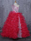 Red Girls Pageant Dresses For Weddings Ball Gowns One Shoulder
