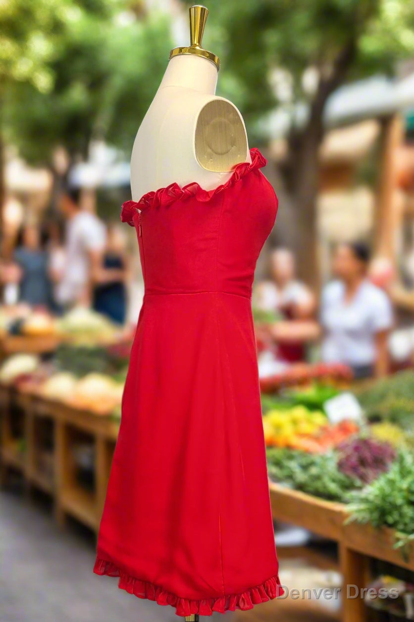 Red Homecoming Dresses Ruffles Strapless Tight Mini Dresses Secondary image