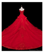 Red Lace and Tulle Gorgeous Off Shoulder Princess Sweet 16 Dress, Red Formal Gown