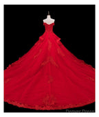 Red Lace and Tulle Gorgeous Off Shoulder Princess Sweet 16 Dresses, Red Prom Gowns