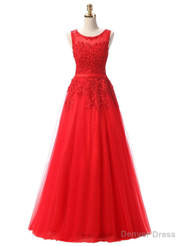 Red Lace Beading Scoop Sleeveless Bridesmaid Dresses Main image