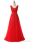 Red Lace Beading Sexy Backless Prom Dresses