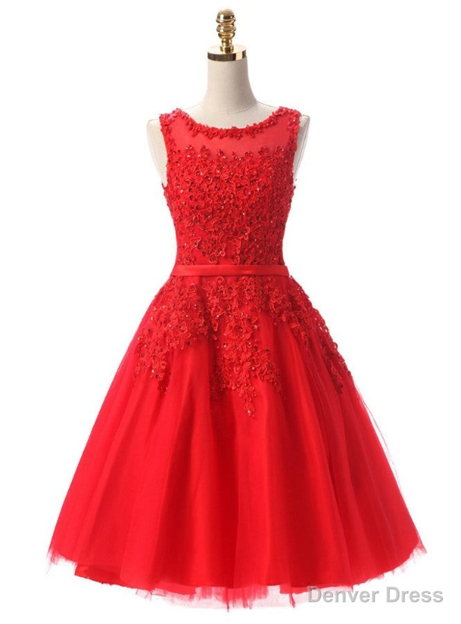 Red Lace Short Homecoming Dress Main image