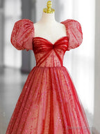 Red Long Prom Dress, Aline Red Prom Graduation Dresses