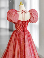 Red Long Prom Dress, Aline Red Prom Graduation Dresses