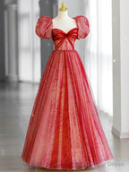 Red Long Prom Dress, Aline Red Prom Graduation Dresses