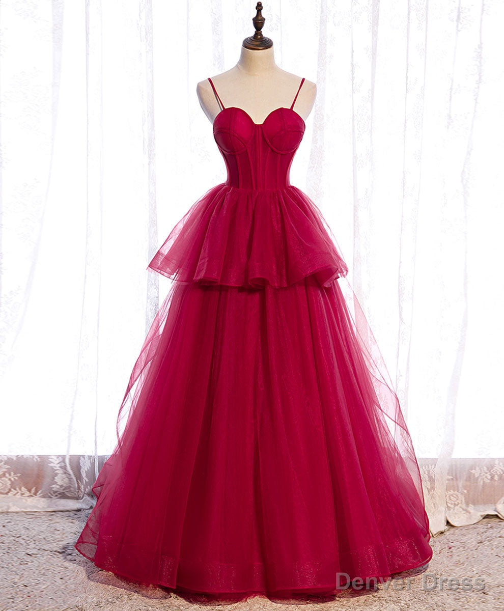 Red Long Prom Dresses, Sweetheart Neck Red Prom Gowns Secondary image