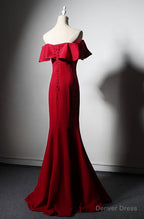 Red Mermaid Long Sweetheart Off Shoulder Prom Dress Prom Dress, Red Prom Dresses
