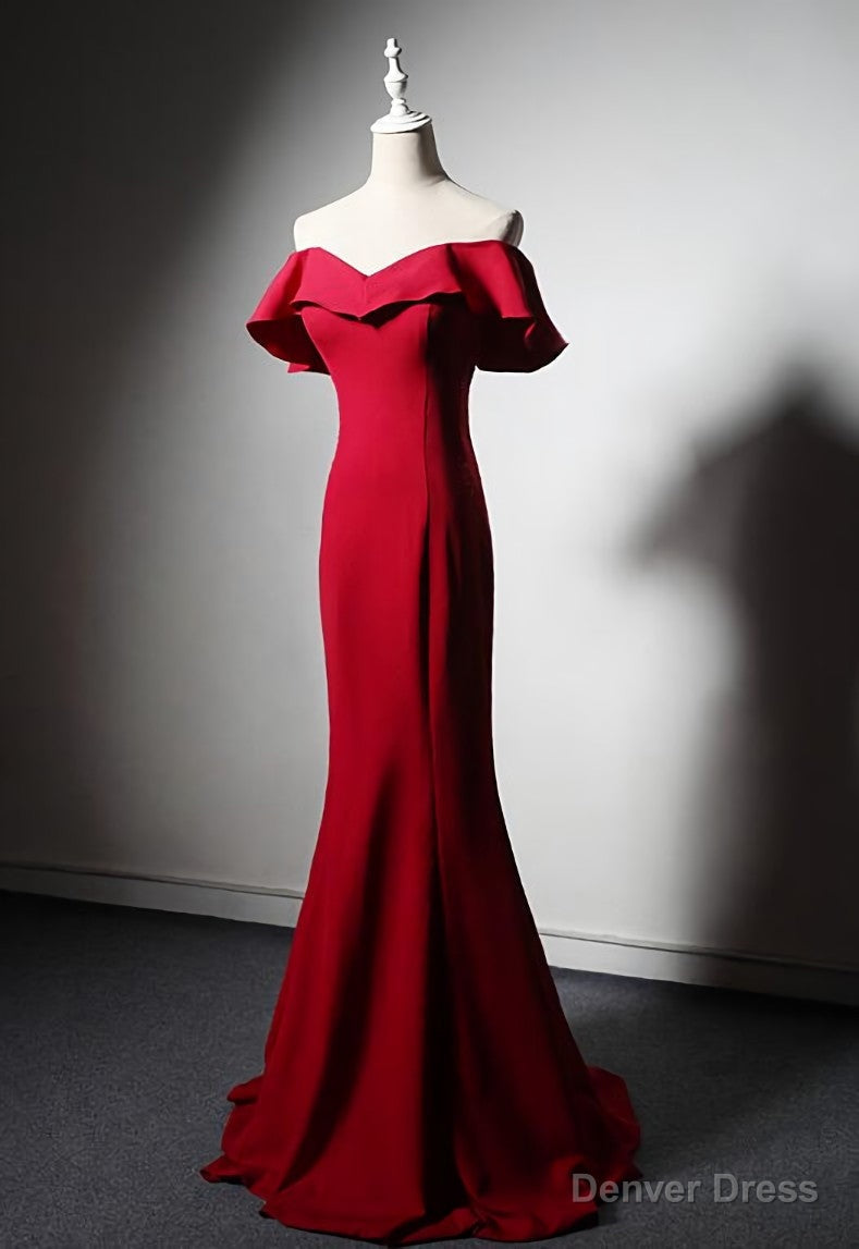 Red Mermaid Long Sweetheart Off Shoulder Prom Dress Prom Dress, Red Prom Dresses