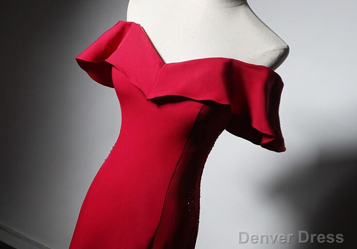 Red Mermaid Long Sweetheart Off Shoulder Prom Dress Prom Dress, Red Prom Dresses