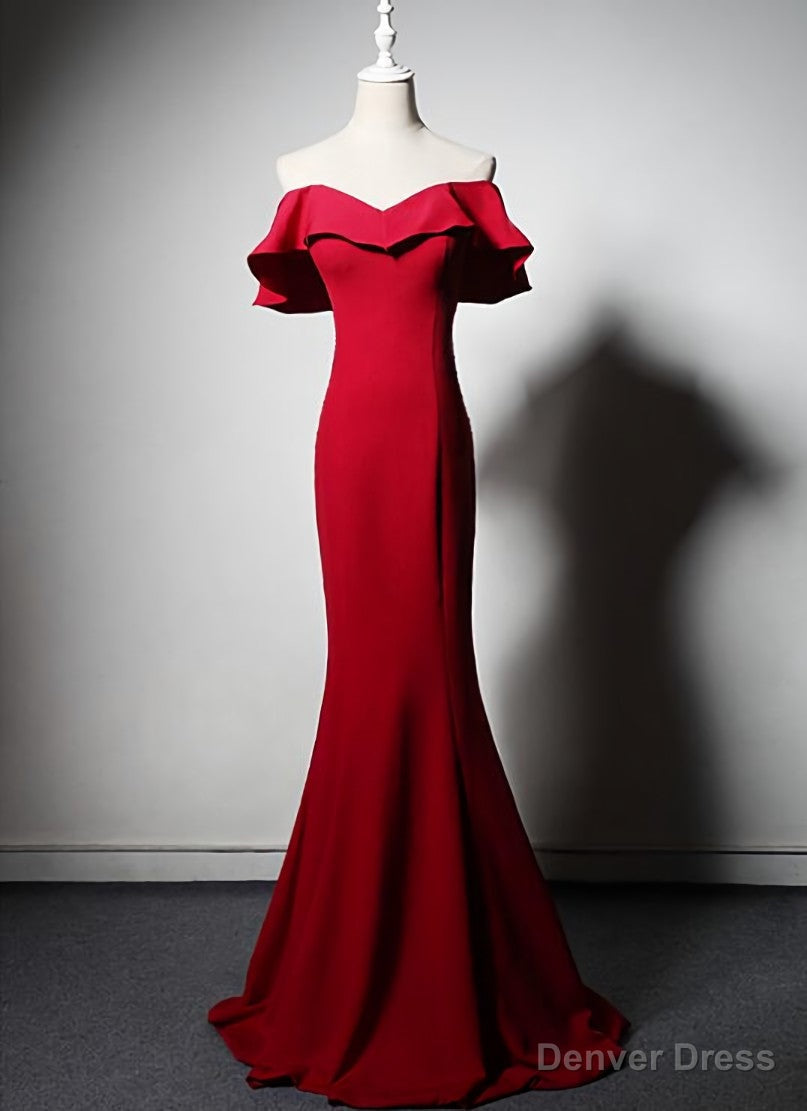 Red Mermaid Long Sweetheart Off Shoulder Prom Dress Prom Dress, Red Prom Dresses