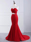 Red Mermaid Sweetheart Satin Cut Out Long Prom Dresses