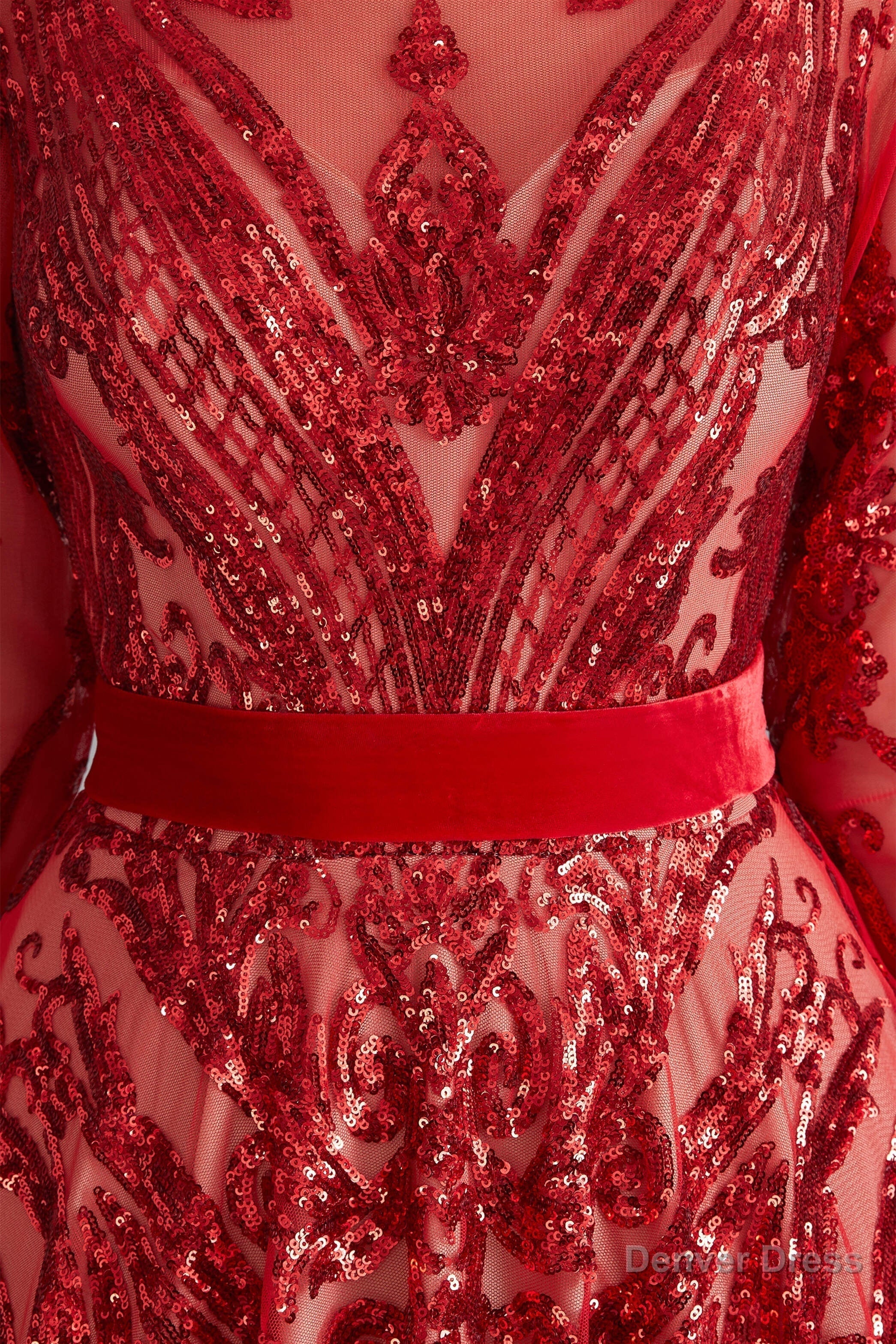 A Line Luxury Sequins Long Sleeve Backless Prom Dresses