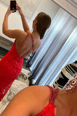 red one shoulder mermaid prom dress