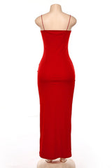Rød festkjole, nydelig spaghetti-stroper havfrue promen kjole lenge med splittede kveldskjoler