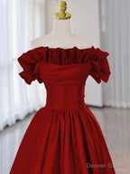 Red Pink Satin Long Prom Dress, Red Pink Satin Long Prom Dresses