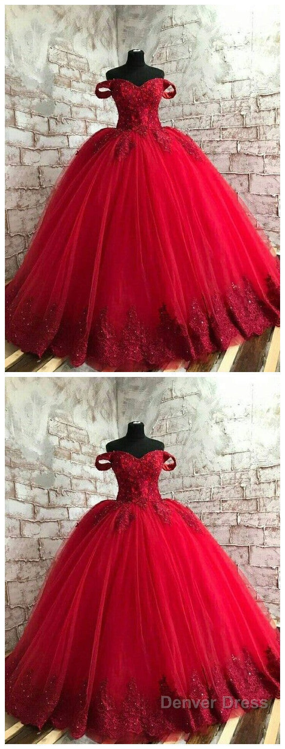Red Prom Dress, Gothic Prom Dress, Red Lace Prom Dress