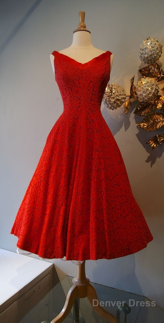 Red Prom Dress,Lace Prom Dress,A Line Prom Dress, Main image