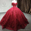 Red Quinceanera Dresses Ball Gowns Sequined Flowers