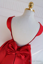 Red Satin Backless Short Party Dress, Red Homecoming Dresses