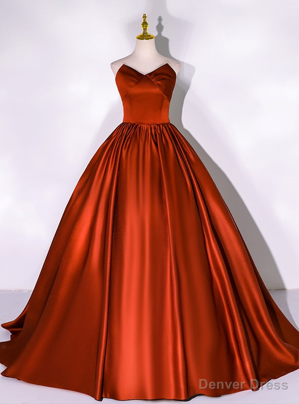 Red Satin Strapless Quinceanera Dresses