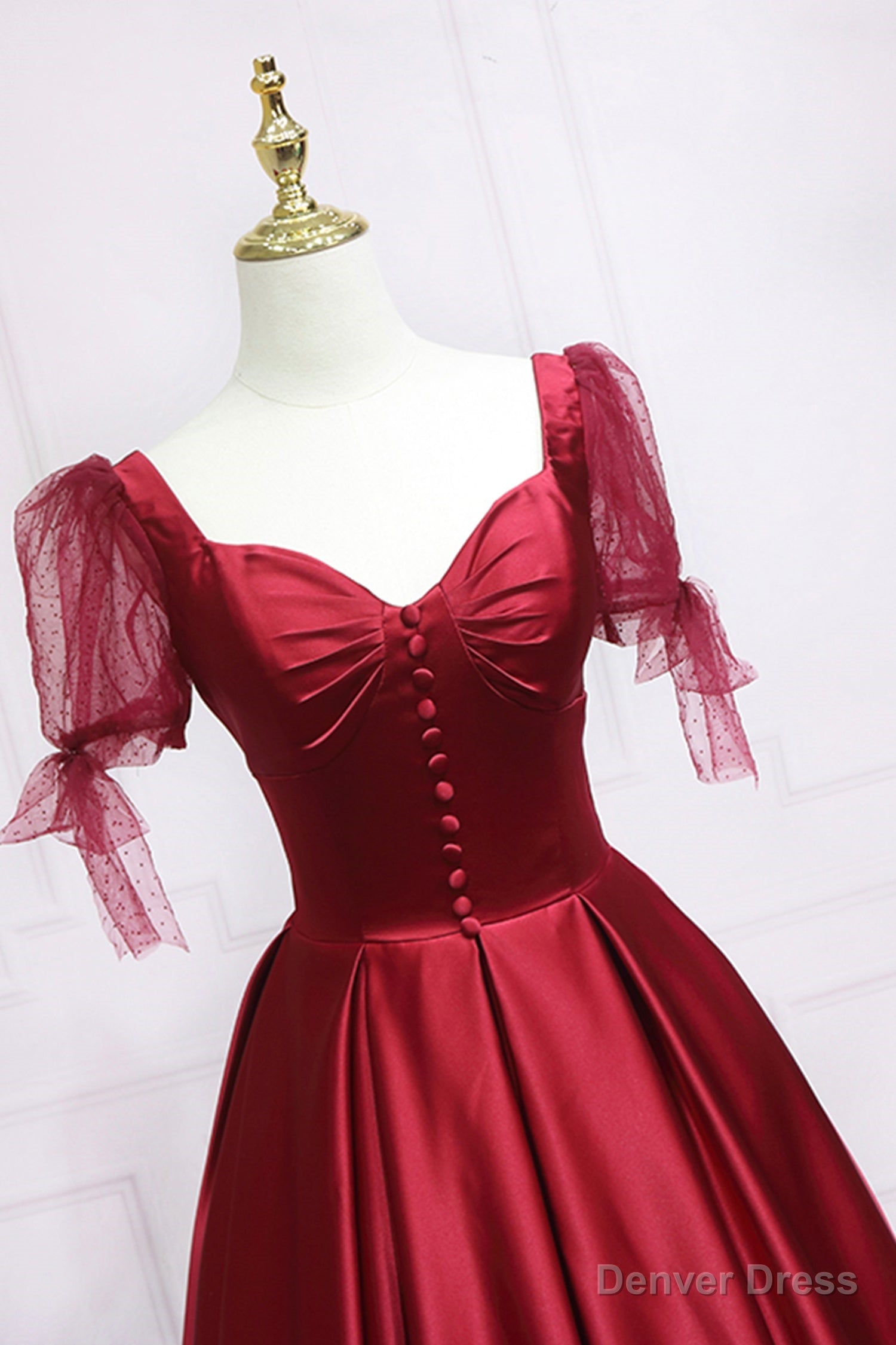 Red Satin Sweetheart Neckline Long Formal Dress, A-Line Evening Graduation Dress Secondary image