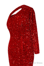 Orange Sequins Mermaid Prom Dresses One Shoulder Evening Dresses Floor Length Wedding Party Gowns