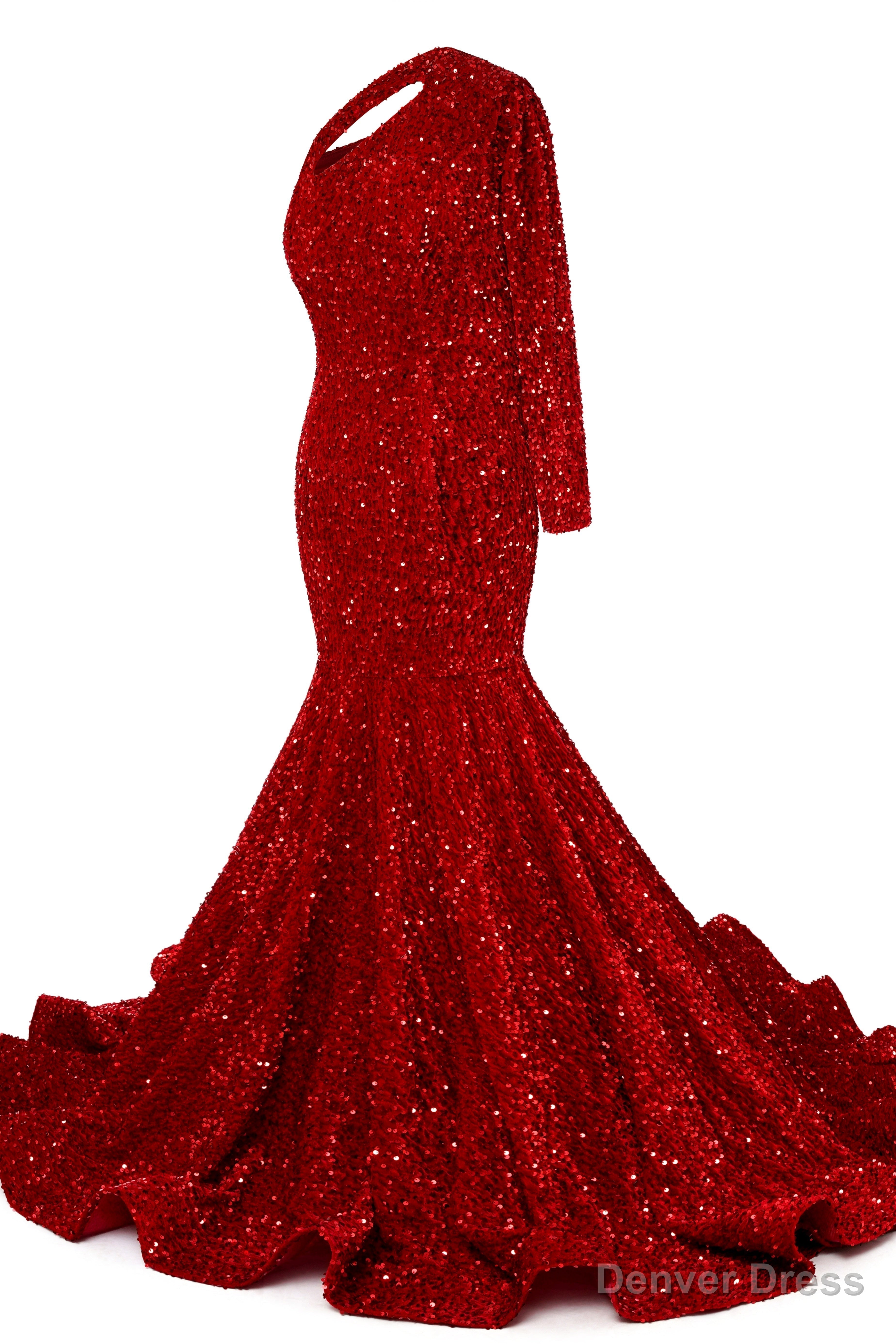 Blue Sequins Mermaid Prom Dress One Shoulder Prom Dresses Floor Length Wedding Prom Gown